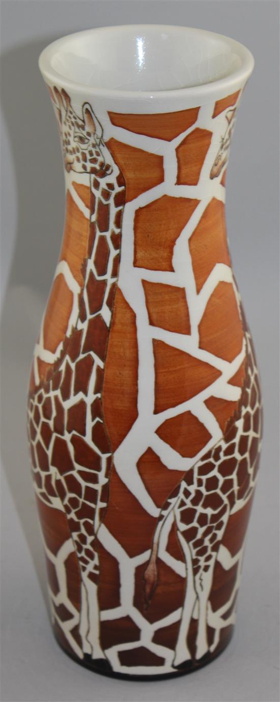 Sally Tuffin for Dennis Chinaworks. A giraffe design baluster vase, 33.5cm